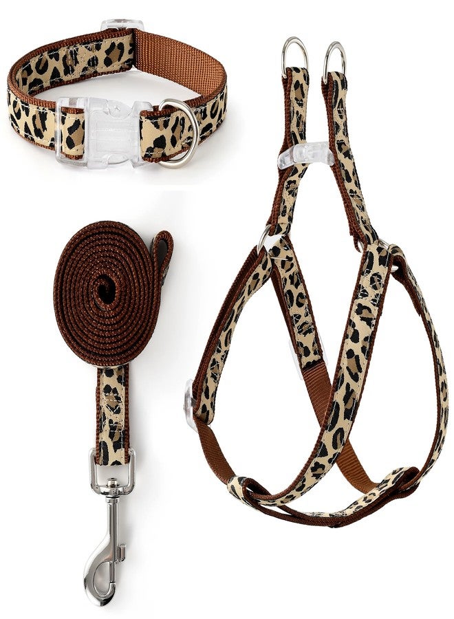 مايل هاي لايف طقم طوق ومقود للكلاب من مايل هاي لايف بنقشة جلد النمر، طوق قابل للتعديل يمنع الشد، مناسب للكلاب الصغيرة، سهل التحكم أثناء التدريب والمشي (بني، مقاس متوسط، محيط الصدر 15-21 بوصة، محيط الرقبة 13-17 بوصة). - Image 1